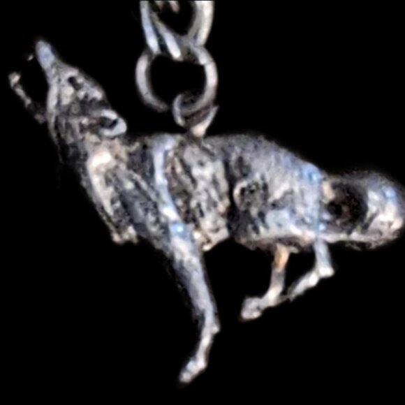 925 Sterling 7” Double Link Curb Chain w/Twilight Themed Wolf Charm Italy - Picture 4 of 6